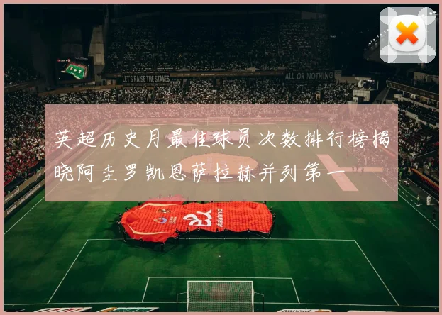 英超历史月最佳球员次数排行榜揭晓阿圭罗凯恩萨拉赫并列第一
